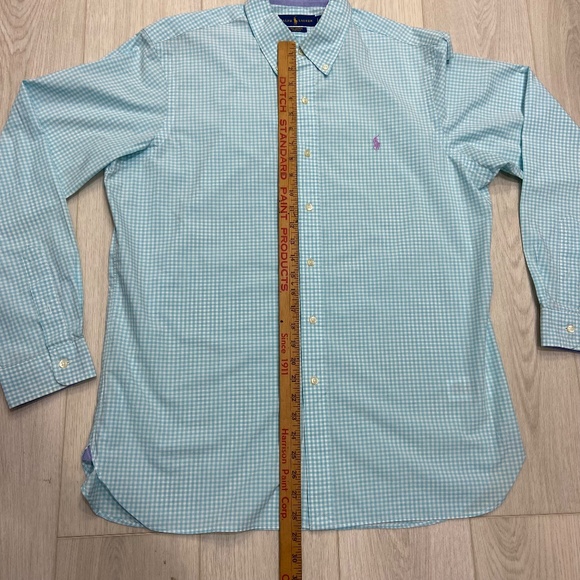 Ralph Lauren Blue & White Collared Checkered Button Down Mens Large - Picture 5 of 12